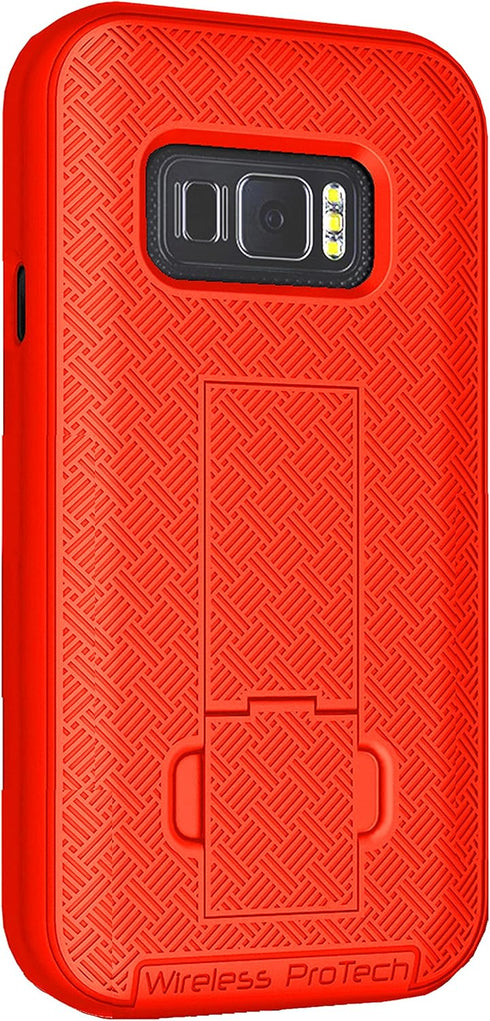 Case Compatible with Samsung Galaxy XCover FieldPro Phone Model SM-G889. Slim Protective Rugged Case with Built-in Kickstand (Red)......