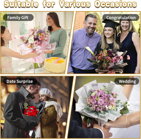 20 Sheets Flower Wrapping Paper, Waterproof Floral Bouquet Black Wrapping Paper Florist Bouquet Supplies for DIY Crafts Packaging Bouquet Wedding ...