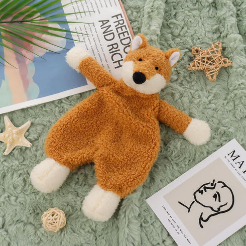 Apricot Lamb Stuffed Animals Security Blanket Yellow Fox Infant Nursery Character Blanket Luxury Snuggler Plush(Yellow Fox, 10 Inches)...