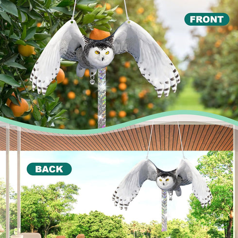 Owls to Keep Birds Away: 4Pcs Fake Owls with Reflective Tape for Garden Patio, Bird Scare Reflective Hanging Decoration to Keep Birds Pigeon Woodp...