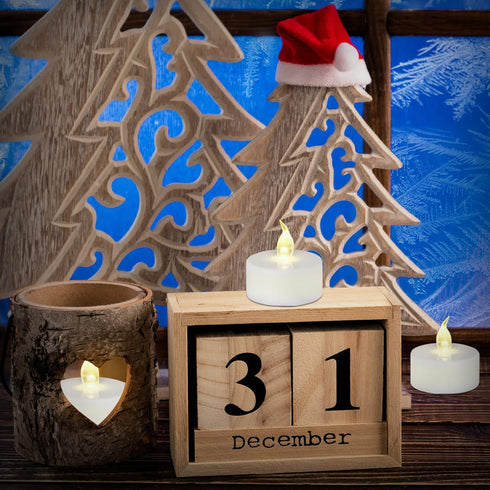 Flameless LED Tea Light Candles: 24 Pack Battery - Powered Fake Candles,Batteries Included,Unscented,for Seasonal & Festival Celebration,Warm Whit...