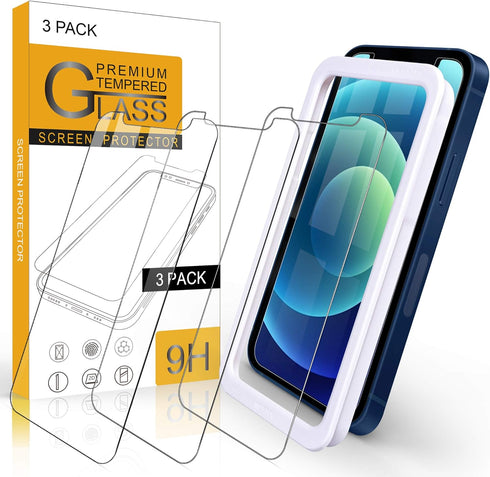 Arae Screen Protector for iPhone 12 Mini, HD Tempered Glass Anti Scratch Work with Most Case, 5.4 inch, 3 Pack...