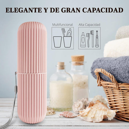 Travel Case for Toothbrush, Toothpaste and Makeup Brushes, Toothbrush holders travel. Portable Holder for Home, School, Camping and Bathroom(Pink)...