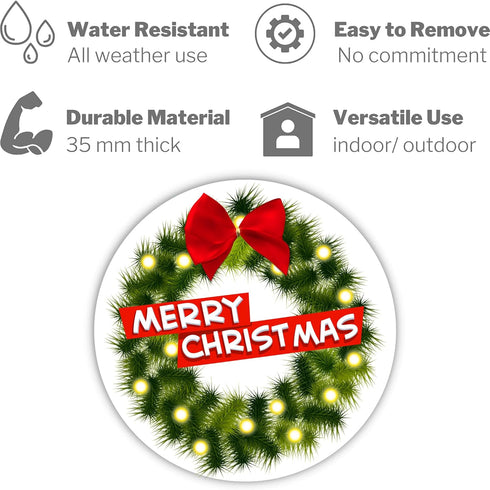 Merry Christmas Wreath Seasonal Magnet, Holiday Decoration for Refrigerator and Car, 5.5 Inches...