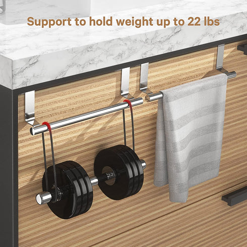 Stainless Steel Over Door Towel Rack Bar Holders for Universal Fit on Over Cabinet Cupboard Doors 2 Pack (Sliver)...