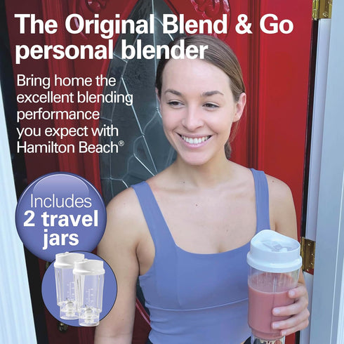 Hamilton Beach Portable Blender for Shakes and Smoothies, 14 Oz BPA Free Travel Cup & Lid, Durable Stainless Steel Blades, Personal Smoothie Blend...
