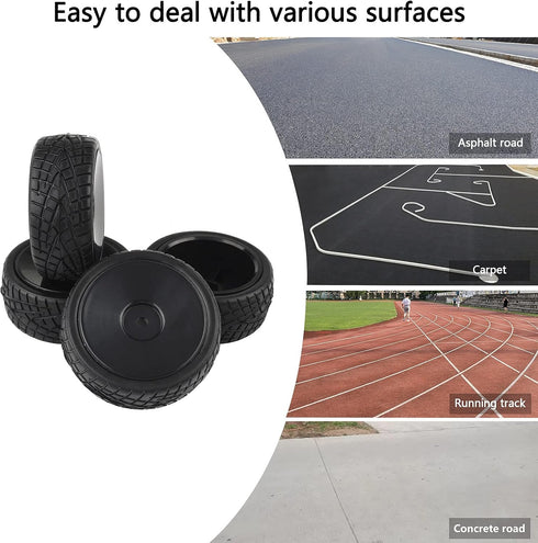 4PCS 1:10 On Road RC Tires 12mm Hub Wheel Rims Concentric Hard Dish for Touring Racing Cars, Black...