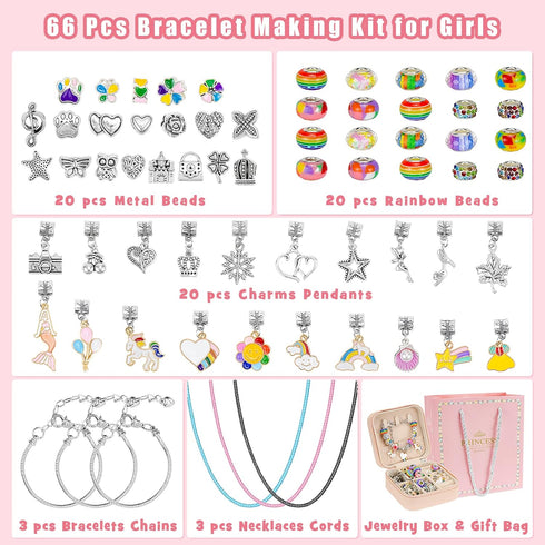 Hysagtek Bracelet Making Kit for Girls, Charm Bracelet Kit, 66 Pcs DIY Beads Jewelry Making Kit, Birthday Christmas Gifts Bracelet Making kit Arts...