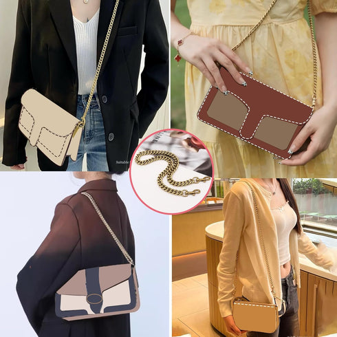 OAikor Antique Gold Purse Chain Strap,Metal Flat Chunky Crossbody Chain Strap Replacement,Compatible with Nolita 19/Tabby 26/Georgie 27 and More c...