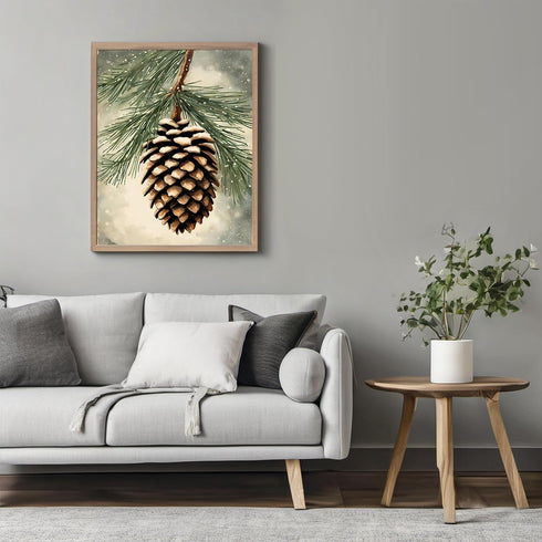Posterizer 1 pcs-pinecones in snowey winter nature 6-Holiday Poster Collection-Landscape & Nature Art-Living Room Bedroom Decor- unframed wall art...