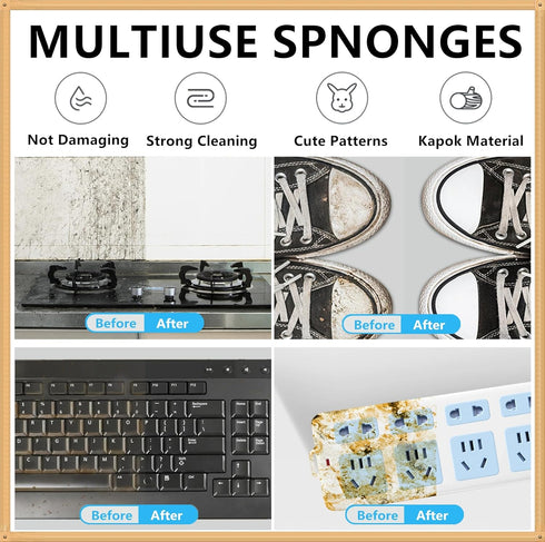 2 Pcs Fruit Shaped Kitchen Compressed Dish Sponges for Cleaning,Cellulose Absorb Water Expand Dishcloth,Natural Household Cleaning Sponges Suitabl...