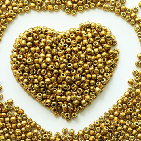 4mm Golden Seed Beads About 1600pcs/110Grams in Bag,6/0 Glass Craft for Making Earrings, Waist Jewelry, DIY Handmade Seed Beads (Golden)...