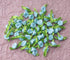 50 Pcs Satin Roses with Green Leaves Mini Cute Ribbon Bows Fabric Artificial Flower Supplies Ornament Applique for DIY Crafting Sewing Wrapping We...