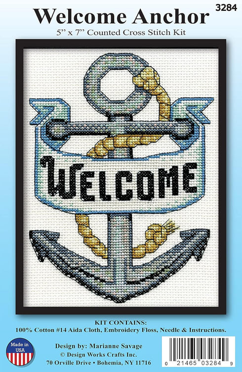 Design Works Crafts Welcome Anchor Counted Cross Stitch Kit, White...