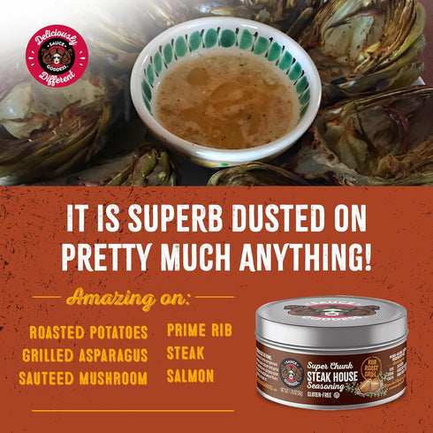 Sauce Goddess Super Chunk Steakhouse Spices and Seasonings - Steak Seasoning Solution for Meat, Chops, and More – No Sugar, No Additives, Vegan Fr...