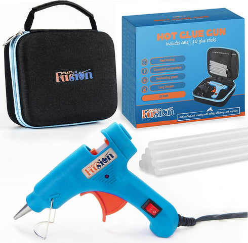 Hot Glue Gun Kit with Case - 20w Mini Hot Glue Gun Set and 10 Small Glue Sticks - for Kids and Adults, School, DIY Art and Repairs, Including Carr...