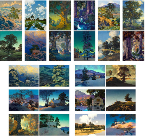 Large Stickers 24 pcs (2.5"x3.5" Each) Fantastic Landscapes Vintage Postcards Saturated Retro Greeting Card Reprint...