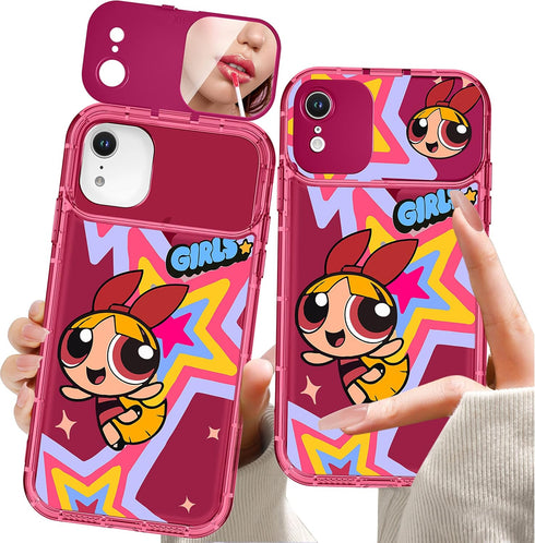 JoySolar for iPhone XR Case Cute Cartoon Case with Makeup Mirror XR Phone Case for Women Teen Girls Funny Cool Unique Protective Cover for iPhone ...