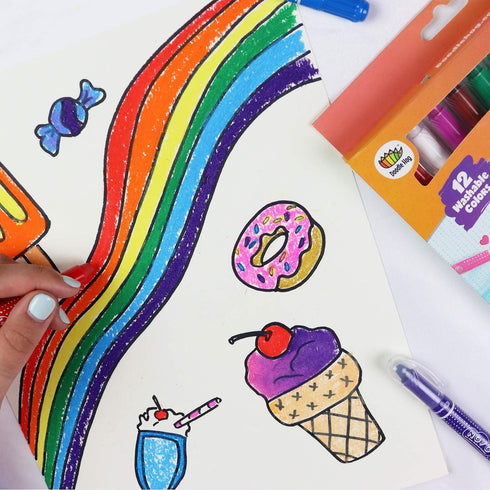 DOODLE HOG Washable Crayons 12 Colors, Kids and Toddler Crayons, Watercolor, Non Toxic, 3 in 1, for Kids Ages 4-8...