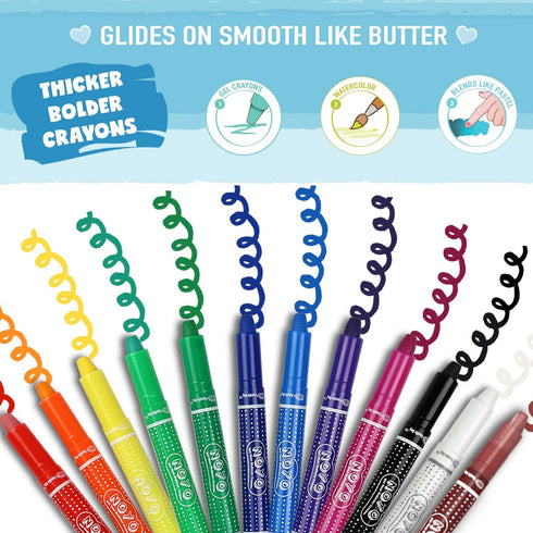 DOODLE HOG Washable Crayons 12 Colors, Kids and Toddler Crayons, Watercolor, Non Toxic, 3 in 1, for Kids Ages 4-8...