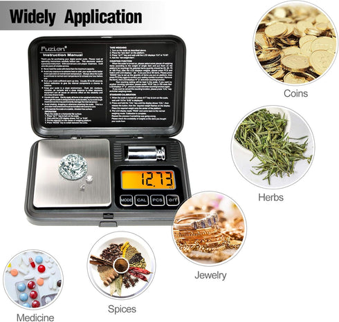 Fuzion Digital Pocket Scale 200g/0.01g, Scale Gram with LCD Display, Tare and PCS, Mini Digital Scale with 50g Calibration Weight for Jewelry, Coi...