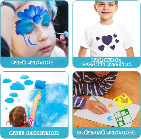 16 Pieces Geometric Shapes Stencils Template Set for Kids Children Simple Painting Stencils Colorful Drawing Templates Art Painting Templates for ...
