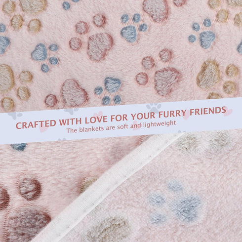 BVAGSS 6 Pack Small Dog Blanket, Super Soft Warm Pet Cover Blankets, Paw Print Puppy Fleece Flannel Blanket for Small Medium Dogs and Cats MW003...