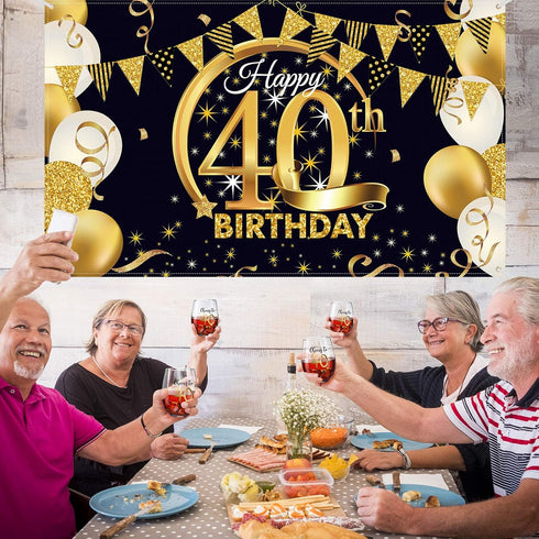 Patelai 40th Birthday Wine Glass to 40 Years 40th Birthday Gifts Fabulous Gold Stemless Wine Glass for Women and Men Present Party Wedding Anniver...