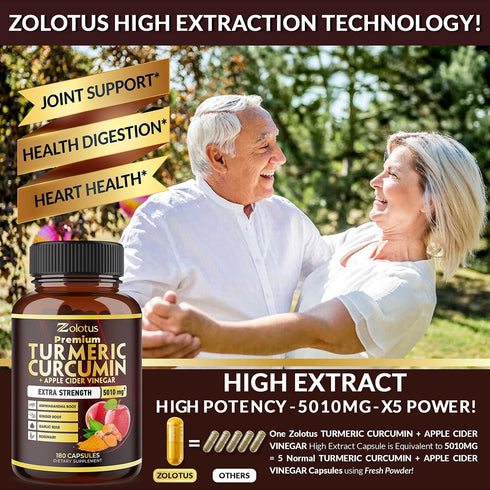 7 in 1 Premium Turmeric Curcumin + Apple Cinder Vinegar Capsules, Equivalent to 5010mg, 6 Month Supply with Ashwagandha, Ginger, Garlic Bulb, 95% ...