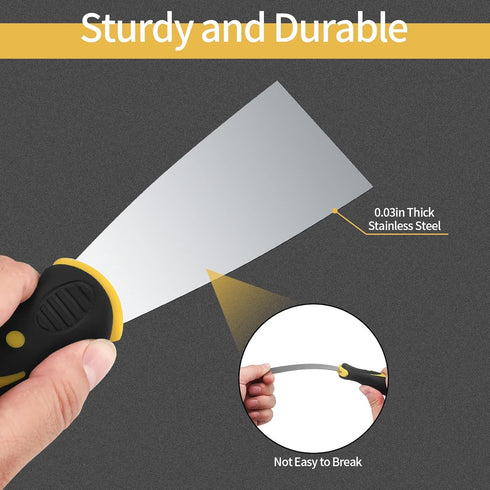 5 Pcs Putty Knife Set, 1" 2" 3" 4" 5" Stainless Steel Paint Scraper, Spackle Knife Set, Putty Knives, Wallpaper Paint Scraper Tool for Repairing D...