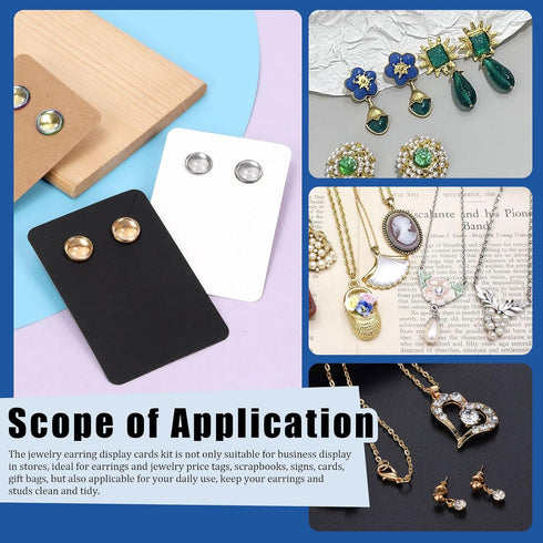 Glarks 550Pcs Earring Cards with Earring Backs and Self-Sealing Bags Kit, 9 x 6 cm 3 Colors Earring Display Cards Earring Holder Cards for Stud Ea...