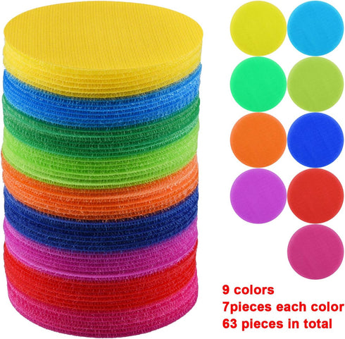 SIQUK 63 Pieces Carpet Markers Hook and Loop Carpet Marker for Classroom, 9 Colors...