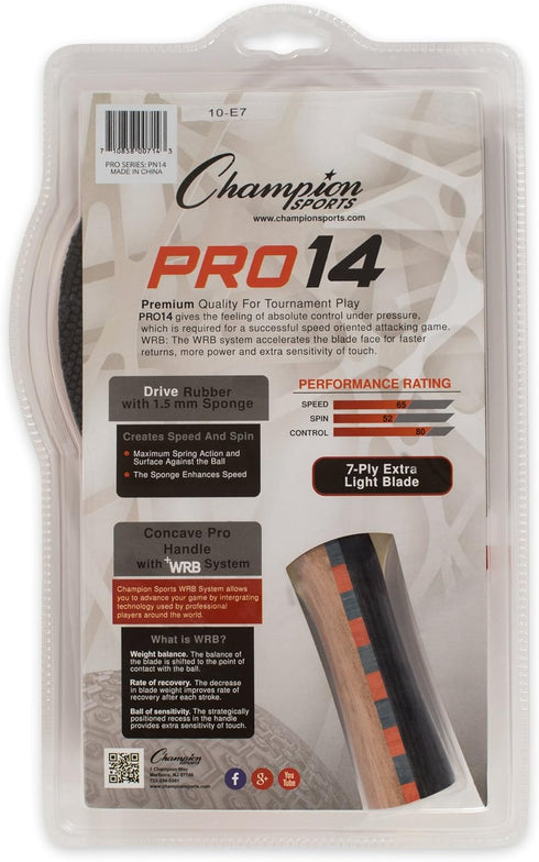 Champion Sports Pro Series Rubber Face Table Tennis Paddle - Multiple Speed Ratings...