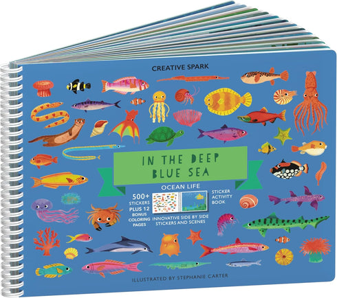 in The Deep Blue Sea Stickers + Coloring Book (500+ Ocean Animal Stickers for Kids & 12 Coloring Pages)- Side by Side Sticker Activity Book - Fun ...
