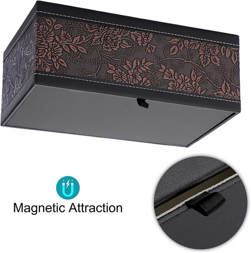 Sumnacon Tissue Box Cover Rectangule Leather Tissue Box with Magnetic Bottom,Stylish PU Tissue Box Holder for Bathroom Toilet Bedroom Living Room ...