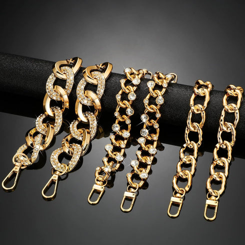 Jexine 6 Pieces Gold Shoe Chain Crystal Bling Shoe Charms DIY Chains Shiny Twist Clog Sandals Charm Chains Shoe Decoration Charms Accessories for ...