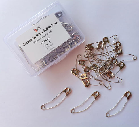 Curved Safety Pins for Quilting,Basting Pins for Quilting Curved,Size 3,50-Count...