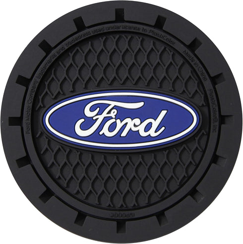 Plasticolor 000651R01 Ford Oval Auto Car Truck SUV Cup Holder Coaster 2-Pack , Blue...