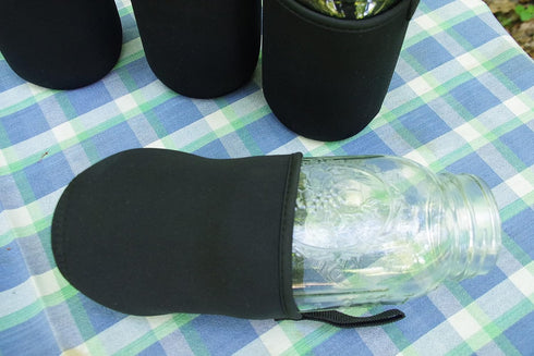 Masun Mason jar Sleeve Wide, and regular mouth quart jars (Black 4 pack)...