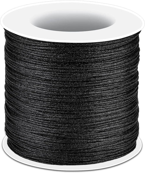 Black Nylon String, Anezus 0.8mm Nylon Thread Chinese Knotting Cord Tarred Twine Outdoor String for Braided Bracelets, Beading, Necklaces, Macrame...