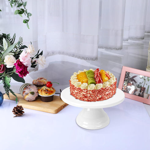 fanquare 10 Inch Porcelain Cake Display Stand, White Dessert Stand for Birthday Wedding Party, Vintage Cake Plate...
