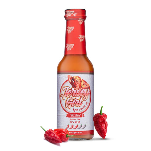 Jersey Girl Sizzlin' No Sodium/Salt Free Hot Sauce - Made with Scorpion & Ghost Pepper 5oz (Spicy) All Natural Ingredients...
