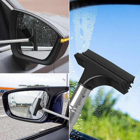 2 Pcs Car Mirror Wiper, 38.6in Handle Car Side Mirror Squeegee, Car Mirror Squeegee, Side Mirror Squeegee, Mini Squeegee for Rainy Foggy Weather...