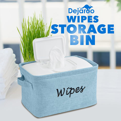 Baskets for Organizing Wipes and Newborn Essentials, Diaper and Wipes Organizer, Embroidered Baby Shower Gifts for Moms, Linen Basket with Handle,...