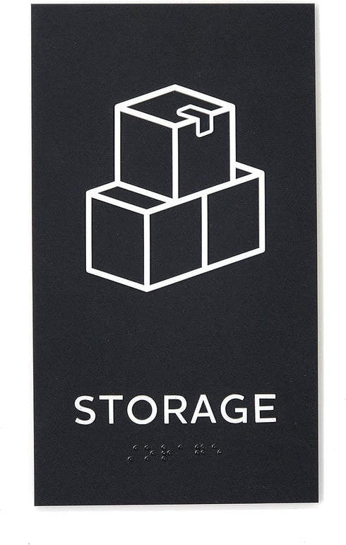Storage Sign, ADA Compliant Modern Design Door Sign with Grade 2 Braille for Storage Private Area with 3M Double Sided Tape...