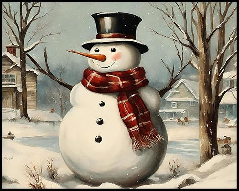 Posterizer 1 pcs-cute snowman in snowy wintery nature 5-Holiday Poster Collection-Landscape & Nature Art-Living Room Bedroom Decor- unframed wall ...