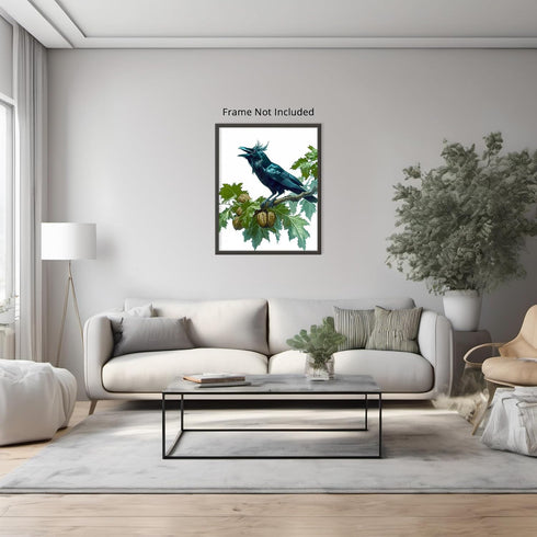 Posterizer 1 pcs-detailed natural history illustration of a raven-Corvus corax 4-Art for Animal Lovers-Gift for Men Women Teens-Chic Home Decor- u...