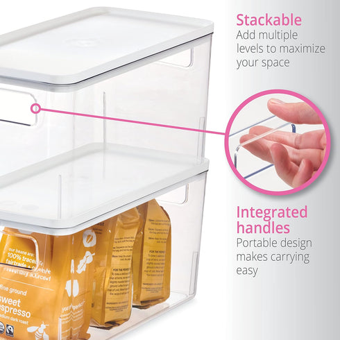 Rosanna Pansino x iDesign Recycled Plastic Kitchen Storage Bin with Lid, Clear Bin/Marshmallow Lid, 6" x 12" x 6"...