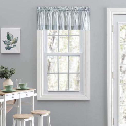 Ellis Curtain Plaza Stripe Tailored Valance, 58" x 15", Blue...