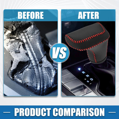 Automatic Gear Shift Knob Cover Sheath Transmission Boot Shift Lever for Hyundai Elantra 2021-2023 Faux Leather Red Stitches...